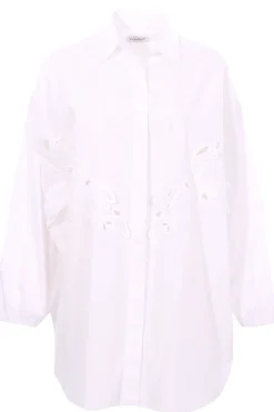 Abito camicia in cotone con ricami