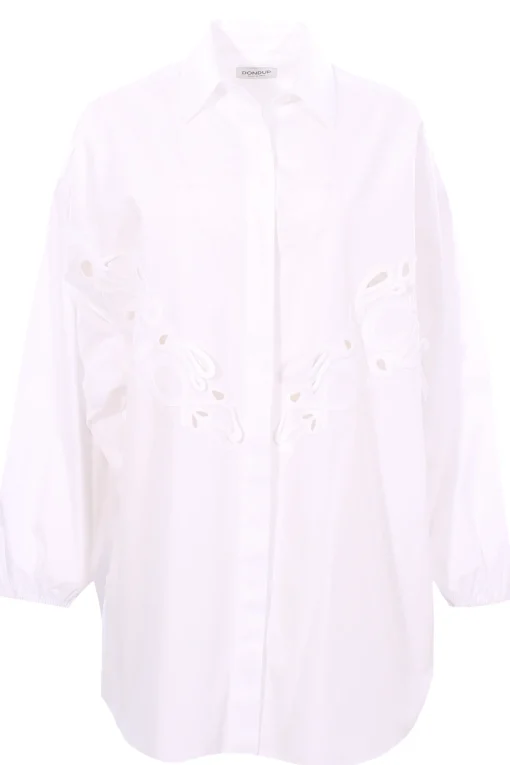 Abito camicia in cotone con ricami