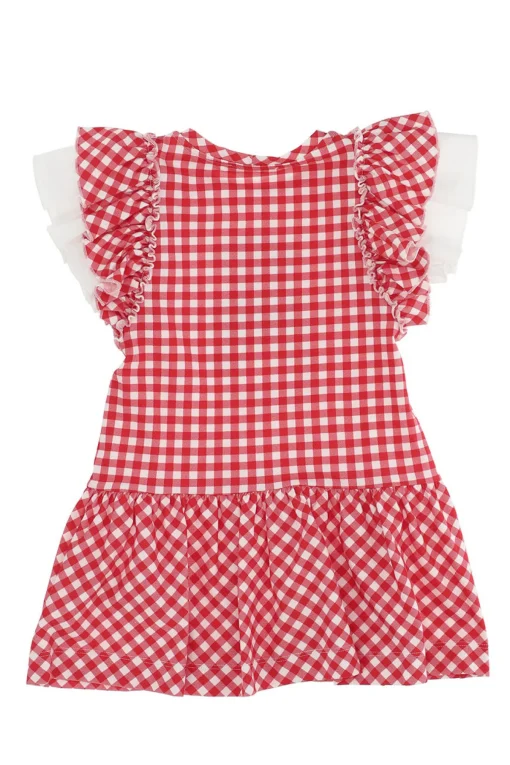 Abito con rouches in cotone stretch
