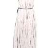 Abito lungo lines & dots con pieghe