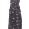 Abito lungo lines & dots con pieghe