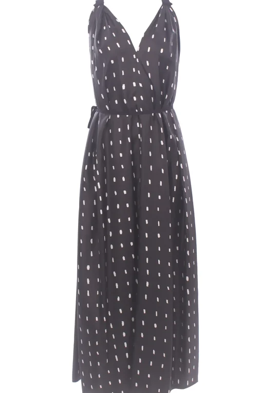 Abito lungo lines & dots con pieghe