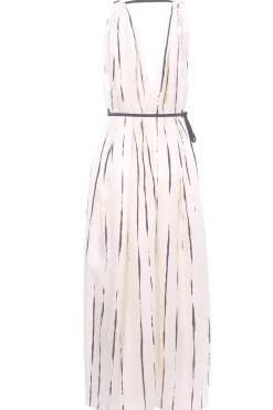 Abito lungo lines & dots con pieghe