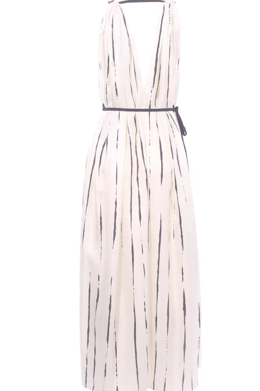 Abito lungo lines & dots con pieghe