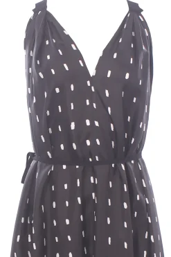 Abito lungo lines & dots con pieghe