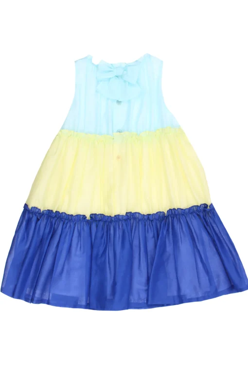 Abito smanicato in cotone con rouches