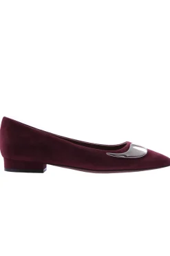 Ballerina in suede con applicazione