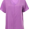 Blusa in seta collo a v