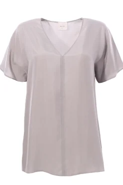 Blusa in seta collo a v
