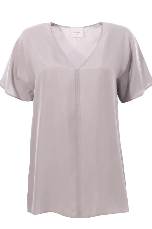 Blusa in seta collo a v