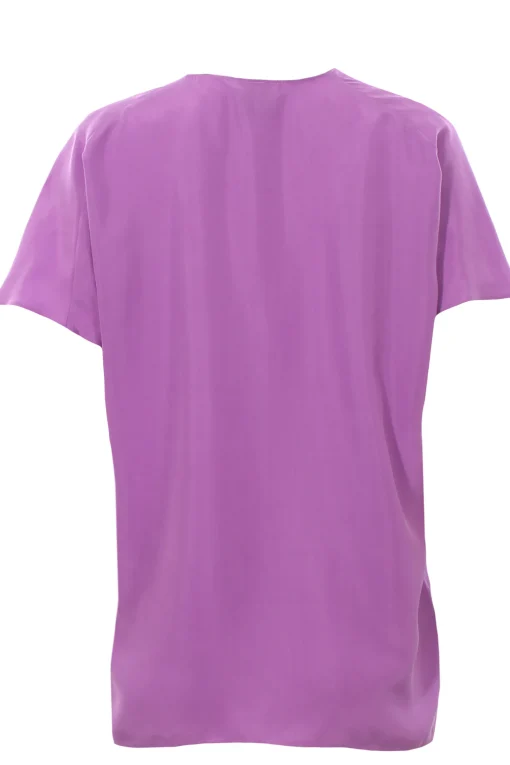 Blusa in seta collo a v