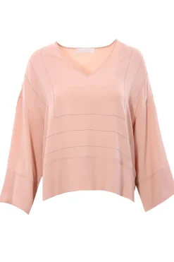 Blusa in seta con applicazione monile