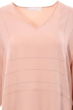 Blusa in seta con applicazione monile