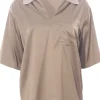 Blusa in viscosa di seta collo lurex