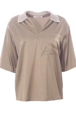 Blusa in viscosa di seta collo lurex