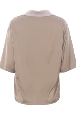 Blusa in viscosa di seta collo lurex