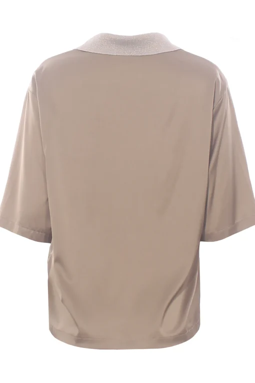 Blusa in viscosa di seta collo lurex