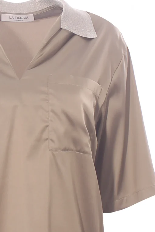Blusa in viscosa di seta collo lurex