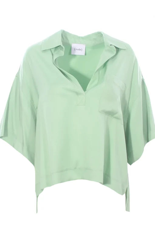 Blusa polo in viscosa