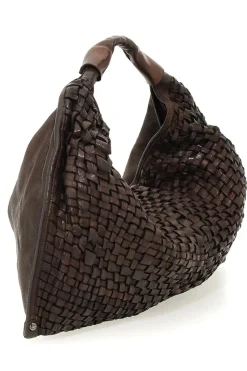 Borsa a spalla in pelle di vacchetta intrecciata