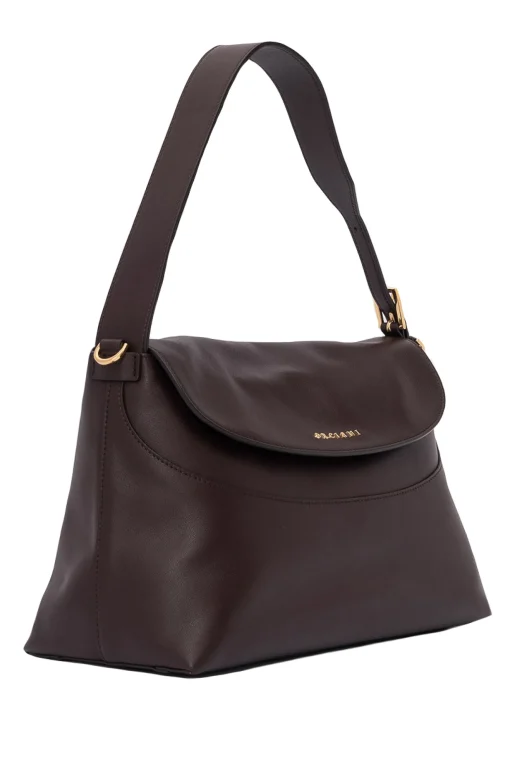 Borsa a spalla nana nappa in pelle martellata con tracolla