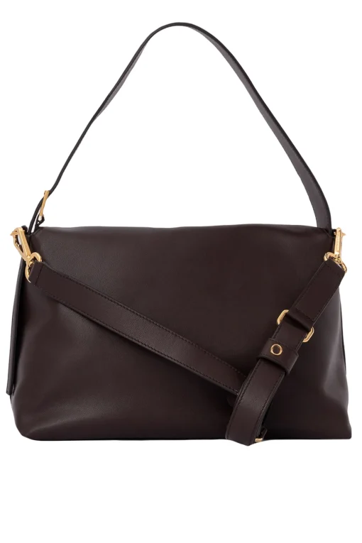 Borsa a spalla nana nappa in pelle martellata con tracolla