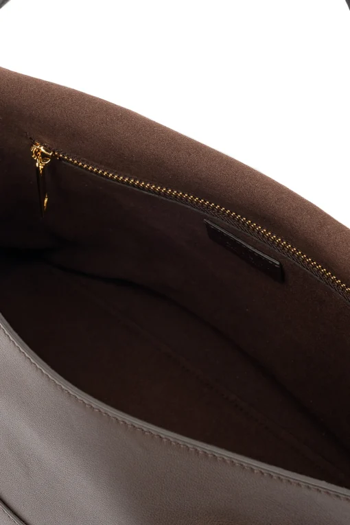 Borsa a spalla nana nappa in pelle martellata con tracolla