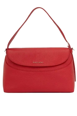 Borsa a spalla nana soft in pelle martellata con tracolla