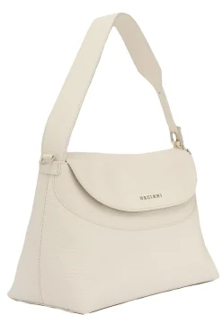 Borsa a spalla nana soft in pelle martellata con tracolla