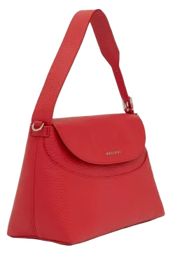 Borsa a spalla nana soft in pelle martellata con tracolla