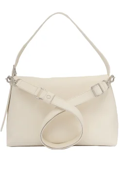 Borsa a spalla nana soft in pelle martellata con tracolla