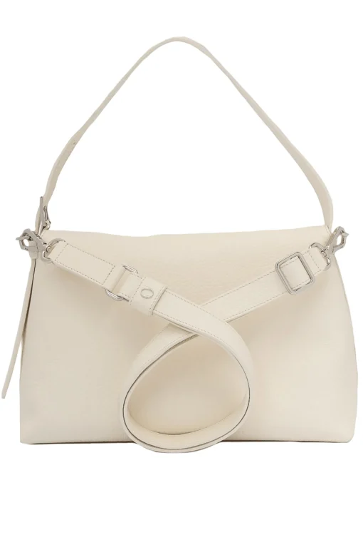 Borsa a spalla nana soft in pelle martellata con tracolla