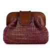 Borsa in rafia jacquard con pattina