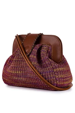 Borsa in rafia jacquard con pattina