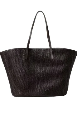 Borsa in rafia shopper di cotone techno con monile