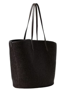 Borsa in rafia shopper di cotone techno con monile