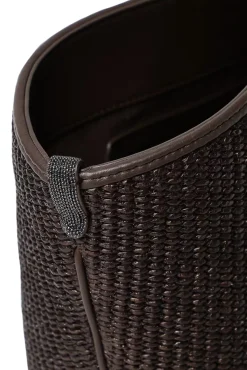Borsa in rafia shopper di cotone techno con monile