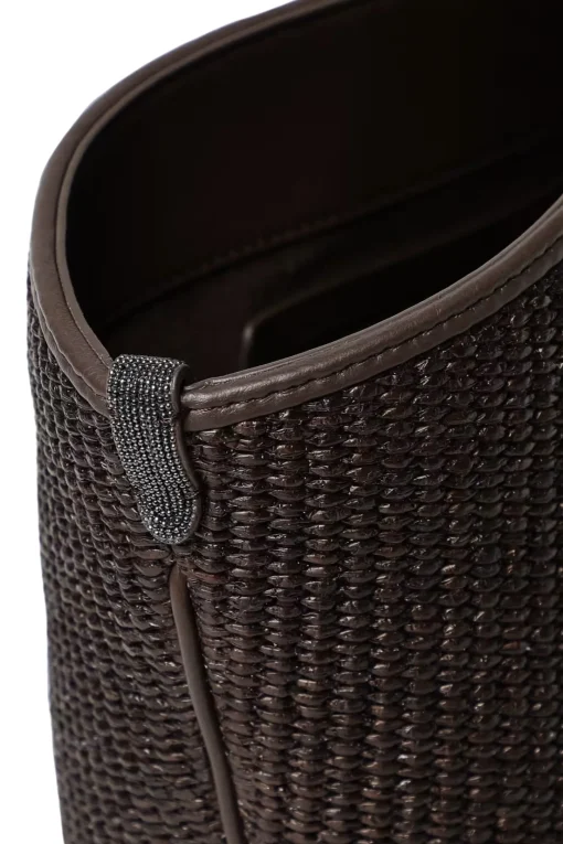 Borsa in rafia shopper di cotone techno con monile