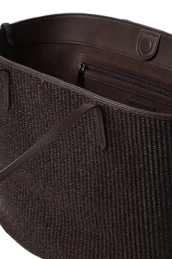 Borsa in rafia shopper di cotone techno con monile