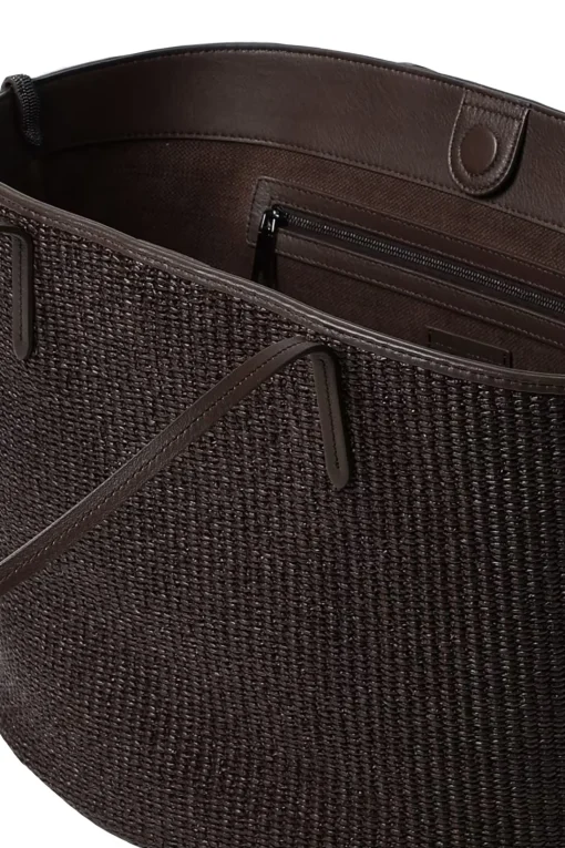 Borsa in rafia shopper di cotone techno con monile