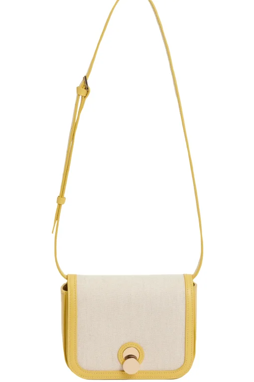 Borsa mini messanger eclissi in canvas e pelle
