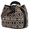 Borsa secchiello in rafia jacquard