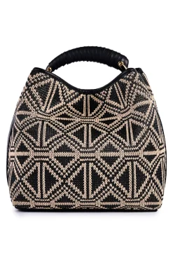 Borsa secchiello in rafia jacquard