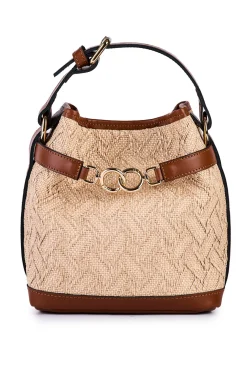 Borsa secchiello piccolo in rafia jacquard