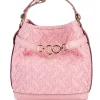Borsa secchiello piccolo in rafia jacquard