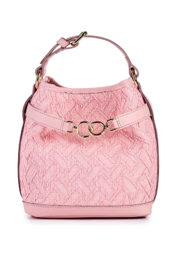 Borsa secchiello piccolo in rafia jacquard