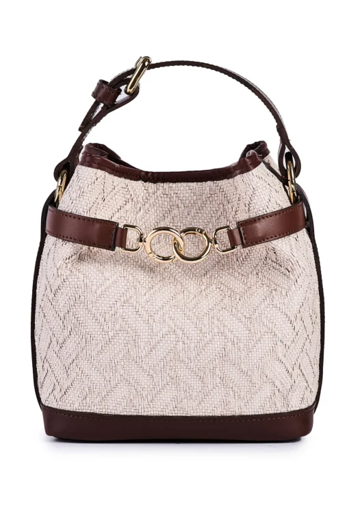 Borsa secchiello piccolo in rafia jacquard