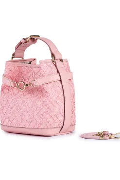 Borsa secchiello piccolo in rafia jacquard