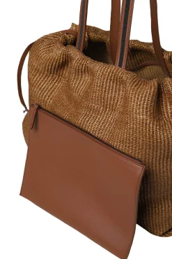 Borsa Shopper in tessuto con Shiny Handles