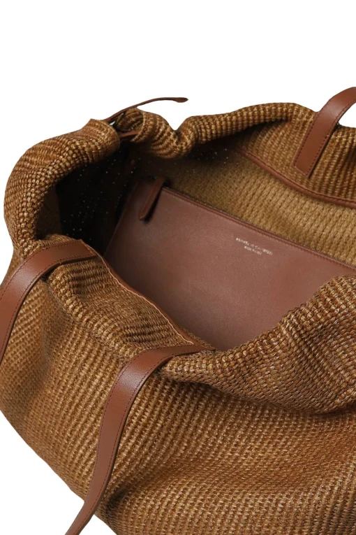 Borsa Shopper in tessuto con Shiny Handles